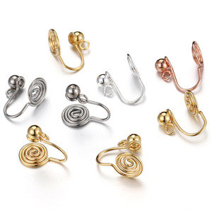 Spiral Ear Clip Converter | Stainless Steel No <b>Piercing</b> U Shape <b>Earring</b> Clip Hooks for DIY Jewelry Accessories - Product Image 2