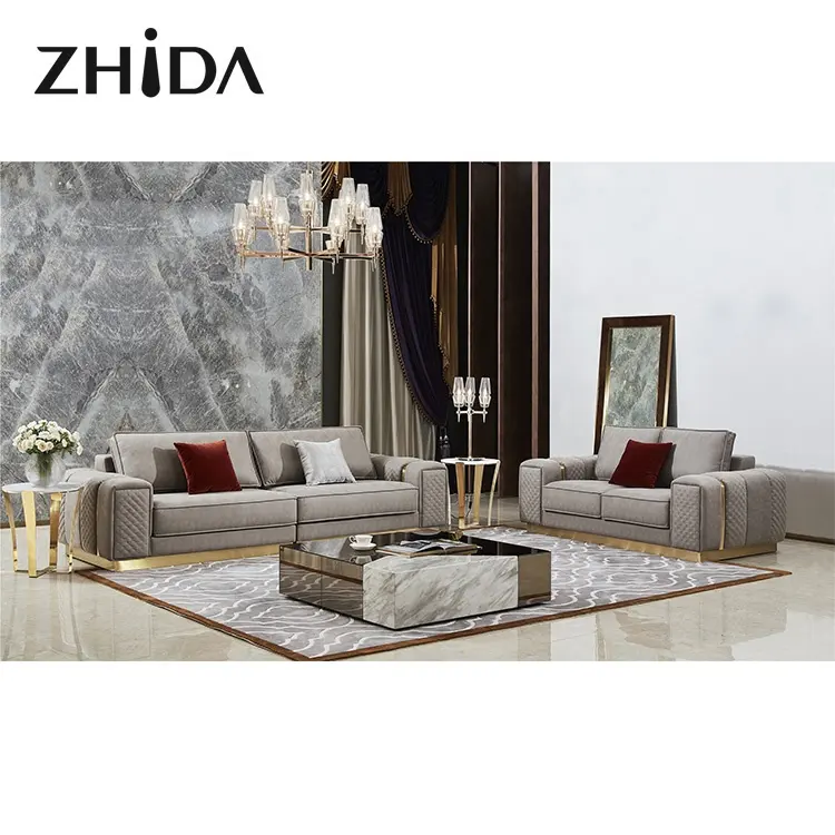 Zhidaデザインフレンチスタイルのホームヴィラ家具高級2人掛けソファリビングルーム家具ソファセット