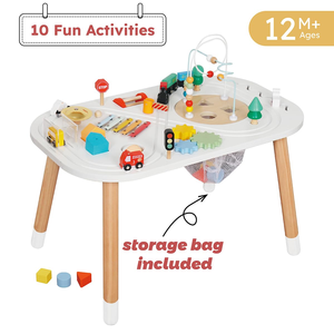 Wooden Baby Activity Cube with Bead Mazes, Mini <b>Toy</b> Car, Gears & Blocks, <b>Montessori</b> Play Table <b>for</b> <b>1</b>-<b>Year</b>-<b>Old</b> Toddlers - Product Image 2