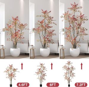 Árbol Artificial de Nandina ZMHLHYJY, Bambú Artificial Realista <span class=keywords><strong>para</strong></span> Interiores con Más de 800 Hojas, Maceta de Cemento, Decoración No Tóxica <span class=keywords><strong>para</strong></span> Hogar y Oficina - Product Image 4