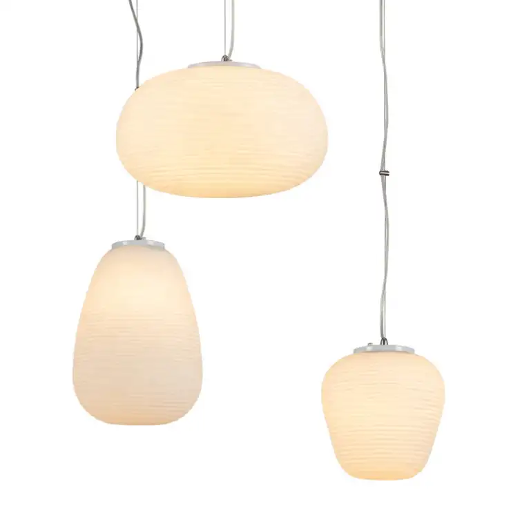 Lampu Suspensi Kaca Putih Nordik Modern, Bohlam Cahaya Liontin Desain Italia Dalam Ruangan E27