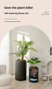 Pot de fleurs vertical cylindrique respirant auto-arrosant, style nordique, pour hôtel et décoration intérieure, en plastique soufflé - Product Image 5