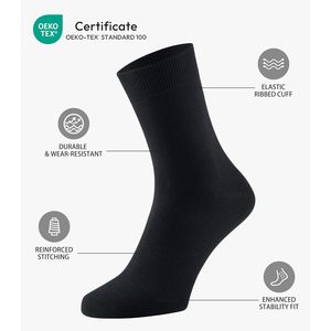 Chaussettes habillées pour hommes personnalisées en viscose de bambou, anti-humidité, unies, douces, respirantes, décontractées, lot de 6 paires - Product Image 5
