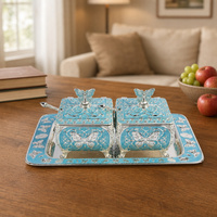Bol allemand très demandé avec plateau, boîtes à fruits secs en argent, artisanat moderne, avec cuillère, ensemble de 2 pièces pour la décoration de la maison, salon