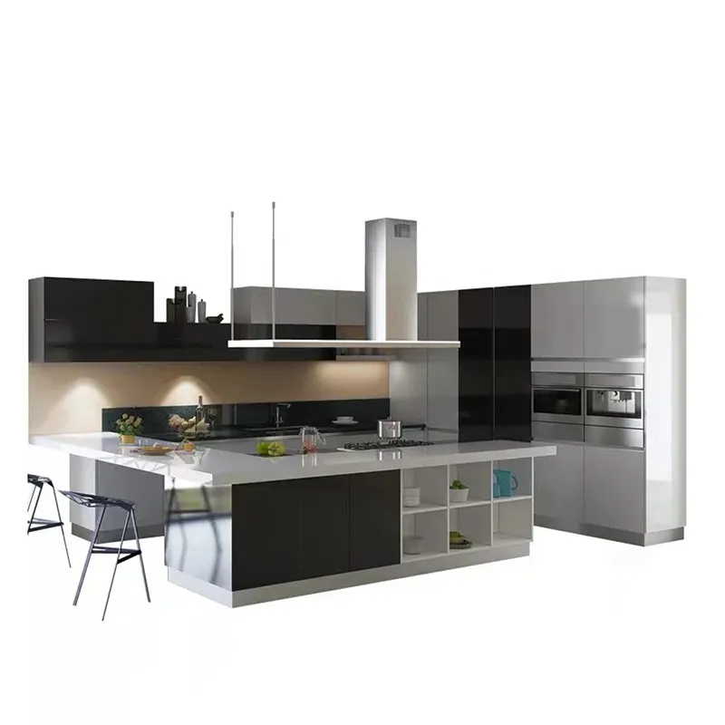 Smart Black Modern Full Set Home Kitchen Designs Cabinets For Kitchen Modern Made In China