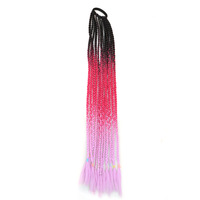 Parrucca Dreadlock con Coda di Cavallo, Colore Sfumato, 12 Piccole Trecce Intrecciate a Mano, Estensione Capelli Senza Cuciture, Personalità Unica