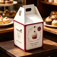 Boîte à cupcakes en papier personnalisée avec poignée, emballage cadeau pour pâtisserie, gâteau, dessert, carton OEM ODM en gros