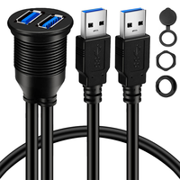 Câble de montage encastré double USB 3.0 AUX, 2 ports USB 3.0, câble d'extension USB 3.0, adaptateur de panneau de tableau de bord pour voiture, camion, bateau, moto