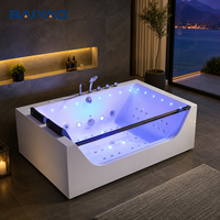 Baignoire de massage double en acrylique de luxe avec jets puissants, lumières LED et panneau de commande numérique pour spa à domicile