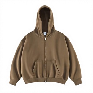 เสื้อฮู้ดซิปผู้ชายทรงโอเวอร์ไซส์ สีพื้น ผ้าฝ้ายเฟรนช์เทอร์รี่ สวมใส่สบาย ทรงปกติ เหมาะสำหรับฤดูใบไม้ร่วง - Product Image 4