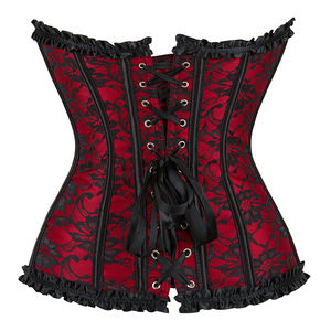 Overbust Corset <strong>Black</strong> Red Blue Floral Lingerie <strong>Basques</strong> Corselet Waist Bustier <strong>Top</strong> - Product Image 2