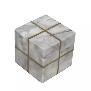 Cubo de mármore natural, artesanato em atacado, presentes de negócios de luxo, cubo de mármore, inposição em cobre, preto e branco, fim de livro, para prateleiras