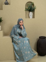 Mexizo 2026 Nouvelle Collection Printemps – Abaya de Luxe en Laine Pashmina pour Femme, Style Dubaï, Robe Musulmane Modeste avec Hijab et Imprimé Floral
