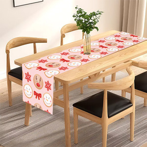 Chemin de table en lin YUELIAN, motif homme en pain d'épices rose de Noël, décoration festive pour l'ambiance des fêtes - Product Image 2