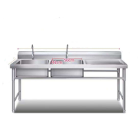 Évier commercial extra-large à trois compartiments en acier inoxydable personnalisable pour cuisines, restaurants et espaces publics