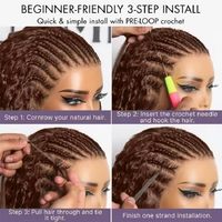 Extensions de cheveux humains au crochet ondulés effet plume pour tresses bohèmes, couleur brun foncé, nœuds miracle