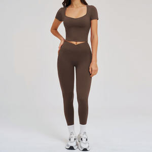 Conjunto de Yoga para Mujer Naked Felling, Camiseta Transpirable de Fitness, Leggings de Alta Elasticidad con Control de Abdomen, Ropa Deportiva para Entrenamiento - Product Image 3