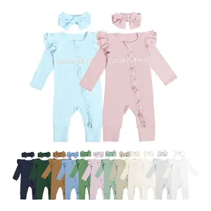 Nieuwste Mode Winter Volle Mouw Baby Comfortabele Geribbelde Baby Peuters Kleding Effen Kleur Baby Rompertjes