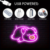Acrylique mignon cochon endormi LED néon signe décoration murale pour chambre d'enfant maison Restaurant
