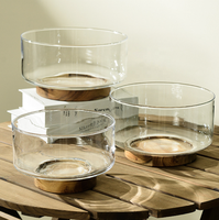 Plateau à fruits en verre très vendu, style simple et moderne, plateau à fruits en bois, plateau à fruits en verre de luxe léger