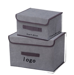 Boîte de rangement multifonctionnelle en tissu non tissé, style rétro nordique simple, écologique, pliable, gain de place, forme carrée - Product Image 1