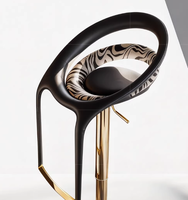 Tabouret de bar moderne en cuir véritable de luxe léger, chaise de comptoir réglable en hauteur en acier inoxydable pour villa et appartement