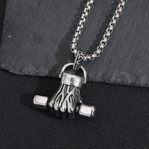 Yunnique – collier avec pendentif haltère pour hommes, chaîne en acier inoxydable, style Hip Hop, design géométrique, JD215 - Product Image 2