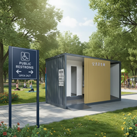 Toilettes préfabriquées écologiques en conteneur de 20 pieds, panneaux sandwich en acier, toilettes portables modulaires pour parc extérieur