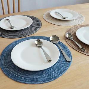 Sets de table et sous-verres ronds de style nordique en coton et lin, couleur unie, lavables en machine, pour la table à manger - Product Image 6