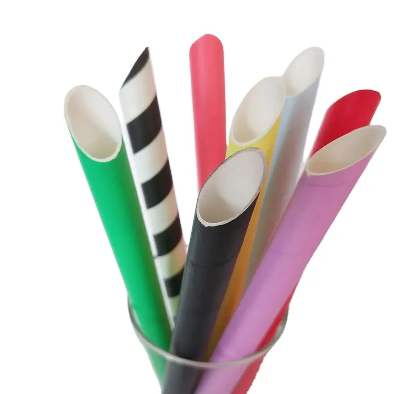 Papier biodégradable coloré à boire jetable écologique paille Boba paille paille papier Boba paille