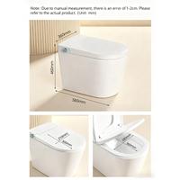 WC intelligent avec télécommande, siège chauffant, capteur de pied, chasse d'eau, cuvette allongée, à poser au sol, siphon en S, réservoir en céramique dissimulé