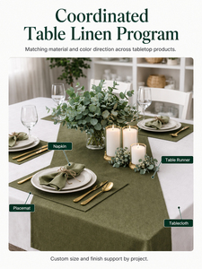 Serviettes brodées en mélange de lin et de coton de qualité supérieure avec bords festonnés et napperons Wave Design Set de table décoratif de luxe - Product Image 5