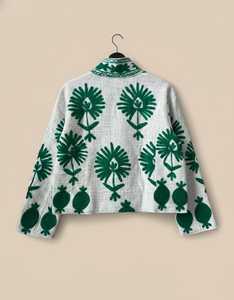 เสื้อแจ็คเก็ตผ้าฝ้ายซูซานีลายสัตว์ทำมือสำหรับผู้หญิง ระบายอากาศได้ดี เหมาะสำหรับฤดูหนาว ตกแต่งด้วยกระดุมปักลายสไตล์โบโฮชิค - Product Image 3