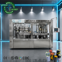Ligne de mise en conserve à faible consommation d'énergie 10000 CPH 24 têtes avec machine de remplissage 2-en-1, imprimante de codes et tunnel de chauffage pour boissons gazeuses artisanales