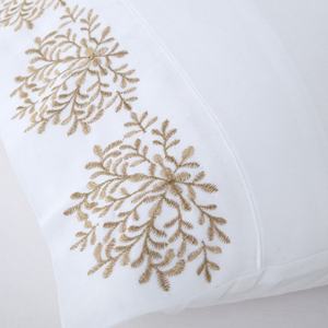 ชุดเครื่องนอนโรงแรมหรูผ้าฝ้าย100% ชุดปลอกผ้านวมขนาดคิงไซส์ผ้าปักระบายอากาศได้ - Product Image 3