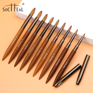 <span class=keywords><strong>Pinceau</strong></span> à ongles en acrylique 100% Kolinsky Yalixin avec manche en bois marron et tête plissée, logo personnalisé pour la <span class=keywords><strong>poudre</strong></span> de cristal et le nail art - Product Image 4