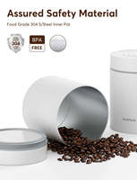 Bocal à café sous vide automatique 1,8 L (21 oz) en acier inoxydable avec cuillère doseuse pour grains de café, idéal pour la maison et les cafés