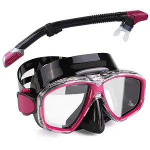 Çoklu renk temperli cam miyopi şnorkel maske ve deniz şnorkel seti dalış için