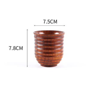 Tronchi <span class=keywords><strong>di</strong></span> legno tazza da tè cinese in stile giapponese tazza da tè in legno con pancia grande tazza da tè riutilizzabile per tè al latte birra in legno a nove linee - Product Image 6
