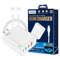Chargeur PD3.0 rapide 65W de haute qualité avec protection OCP à 3 ports pour prise UK/EU/US en gros pour téléphones mobiles