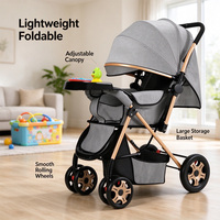 Poussette bébé pliable légère en lin, poussette de voyage compacte avec capote réglable, poussette portable pour nouveau-nés et tout-petits