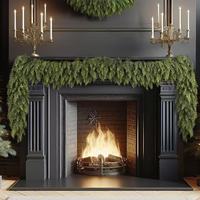 Guirlande de Noël en feuilles de cèdre et de pin en colle souple, décoration de verdure artificielle pour la table, guirlandes de Noël