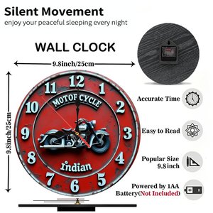 Round Wooden Wall <b>Clock</b> 25x25Cm Modern Art Silent Movement <b>Bedroom</b> Living Room Hanging <b>Clock</b> - Product Image 2