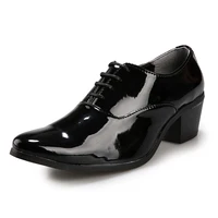 Mocassins en PU pour hommes à lacets, bout pointu, respirants, rehaussants, souples, antidérapants, chaussures habillées pour le bureau et la carrière