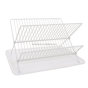 Có thể gập lại Rack cho nhà bếp <span class=keywords><strong>Countertop</strong></span> 2-Tier ráp món ăn giá với khay món ăn drainer tấm bếp - Product Image 2