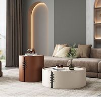 Table basse convertible FlexHabitr moderne blanche et orange, meubles Foshan pour salle à manger, fabriquée en pierre