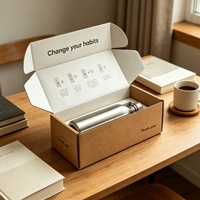Boîte d'expédition personnalisée en papier kraft, boîte d'emballage pliable pour bouteille d'eau en acier inoxydable, emballage cadeau pour gobelet sportif