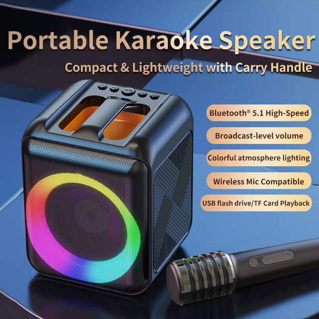 Boomboxes Portable Party Speaker RGB Flashing Lighting Strong Subwoofer Karaoke Machine Microphones Outdoor Family Kids Plastic