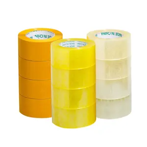 Transparent Fcl Express Packing Sealing Adhesive Tape Bopp Package Tape Sealing Yellow Roller Tape