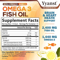 Complément alimentaire de haute qualité à base d'oméga 3, d'huile de poisson, d'EPA et de DHA, pour soutenir la fonction cardiaque, cérébrale, visuelle et le système immunitaire, en gélules.